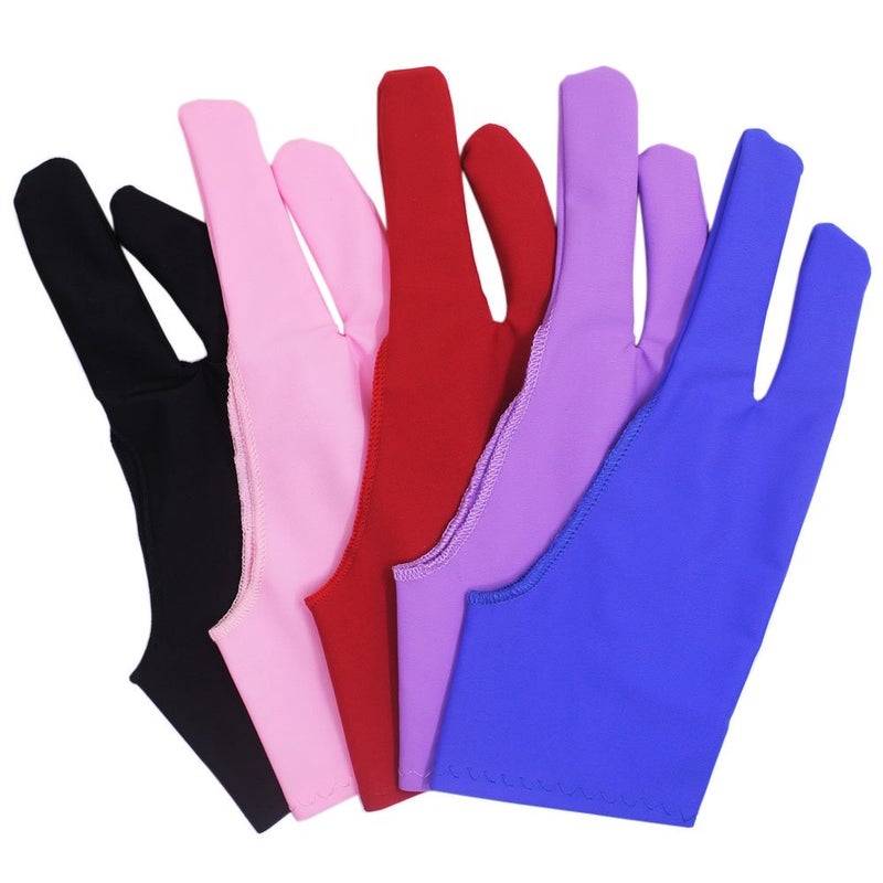 SENHAI 5 PCS Artist Glove for Drawing Tablets, 5 Colors Free Size Gloves for Graphic Tablet Left or Right Hand - Blue, Pink, Black, Purple, Red - Image 1